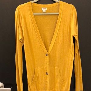 Mustard Buttoned V-Neck Cardigan